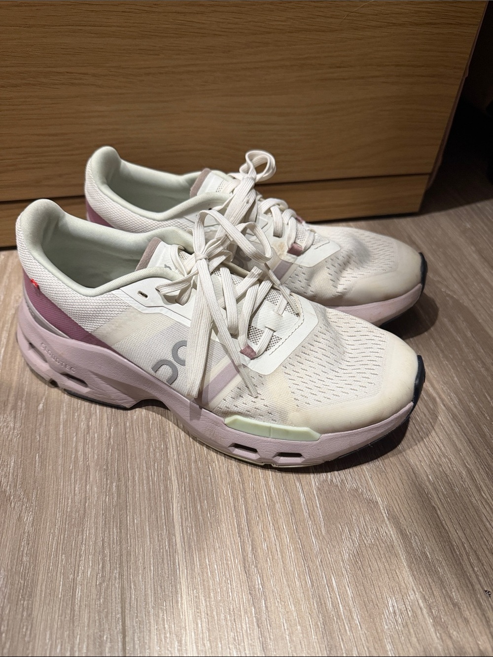 Women’s ON Running Sneakers in White and Light Pink